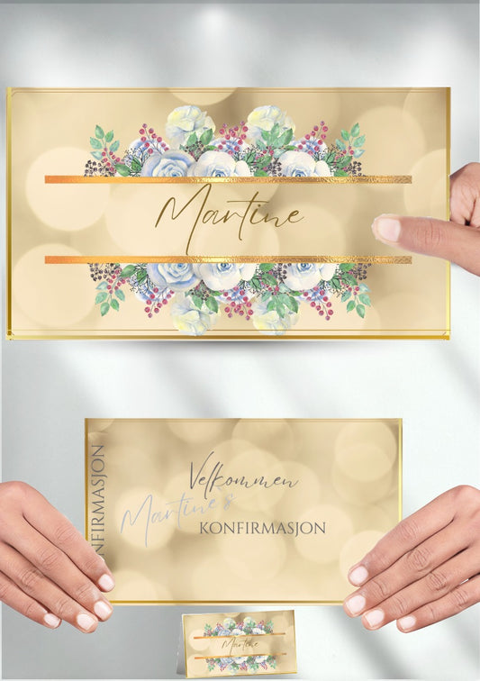 Bordkort til konfirmasjon - personlig og elegant design - KISS DEKOR