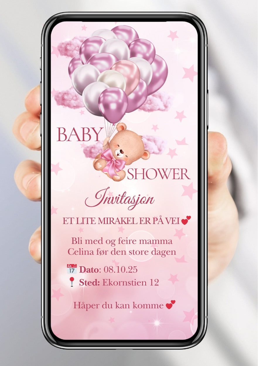 Babyshower invitasjon mobil med personlig design fra KISS DEKOR