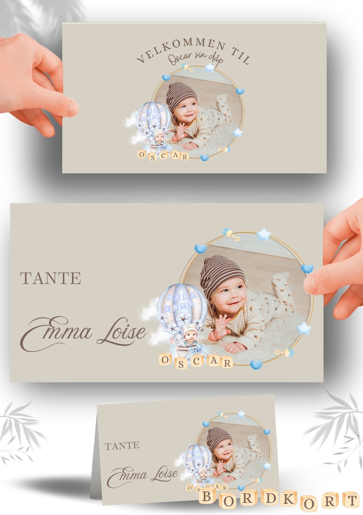 Bordkort til navnefest med vakker design – personlig og minneverdig