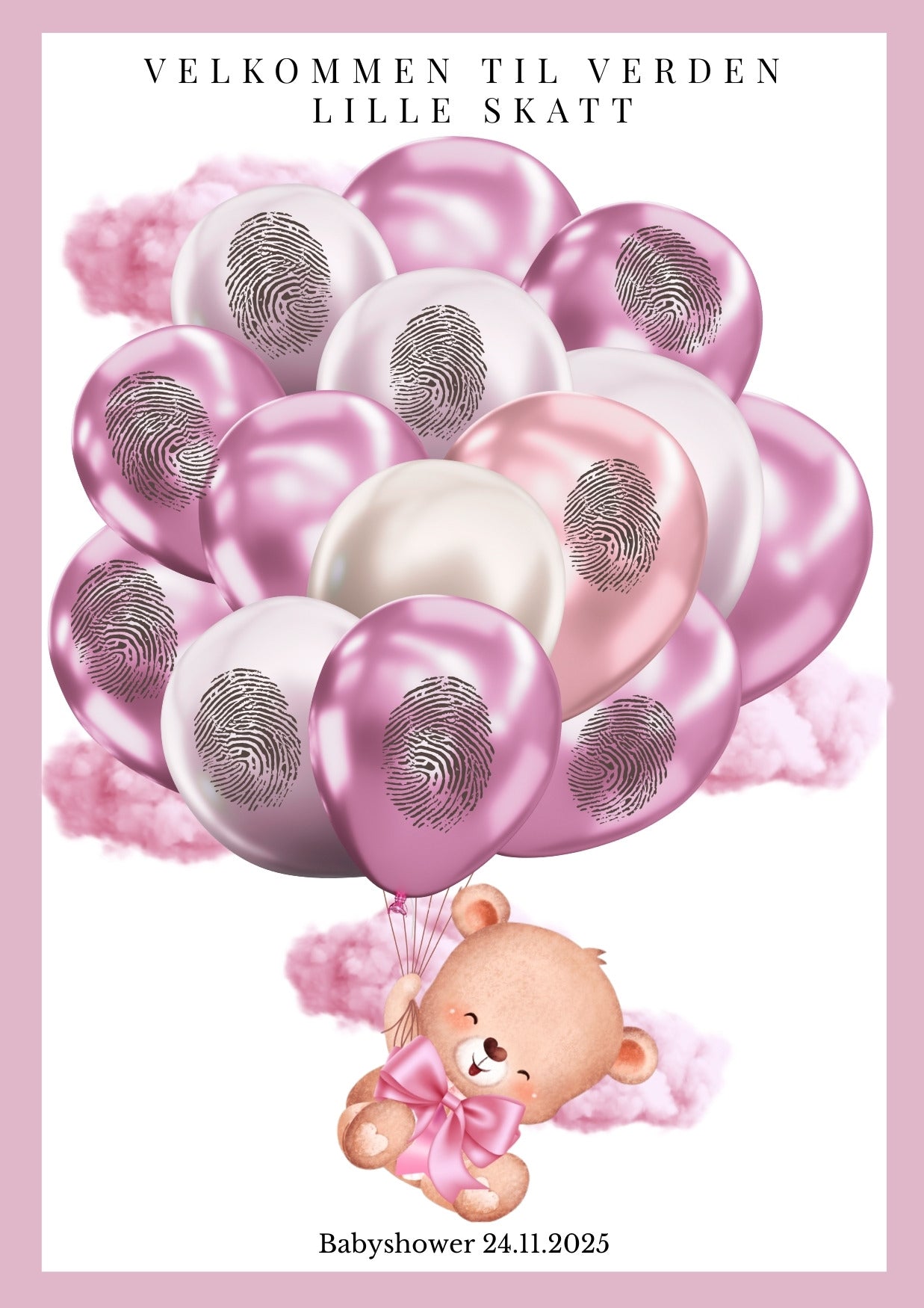 Digitale babyshower leker og dekorative minneplakater med tilpasset design