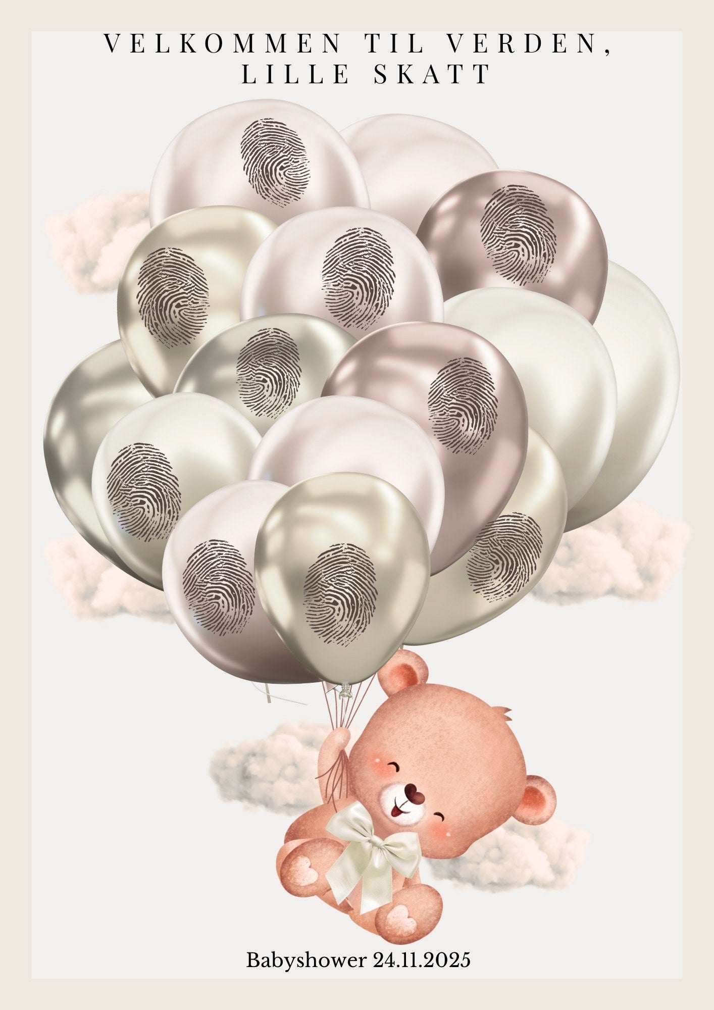 Digitale babyshower leker og dekorative minneplakater med tilpasset design