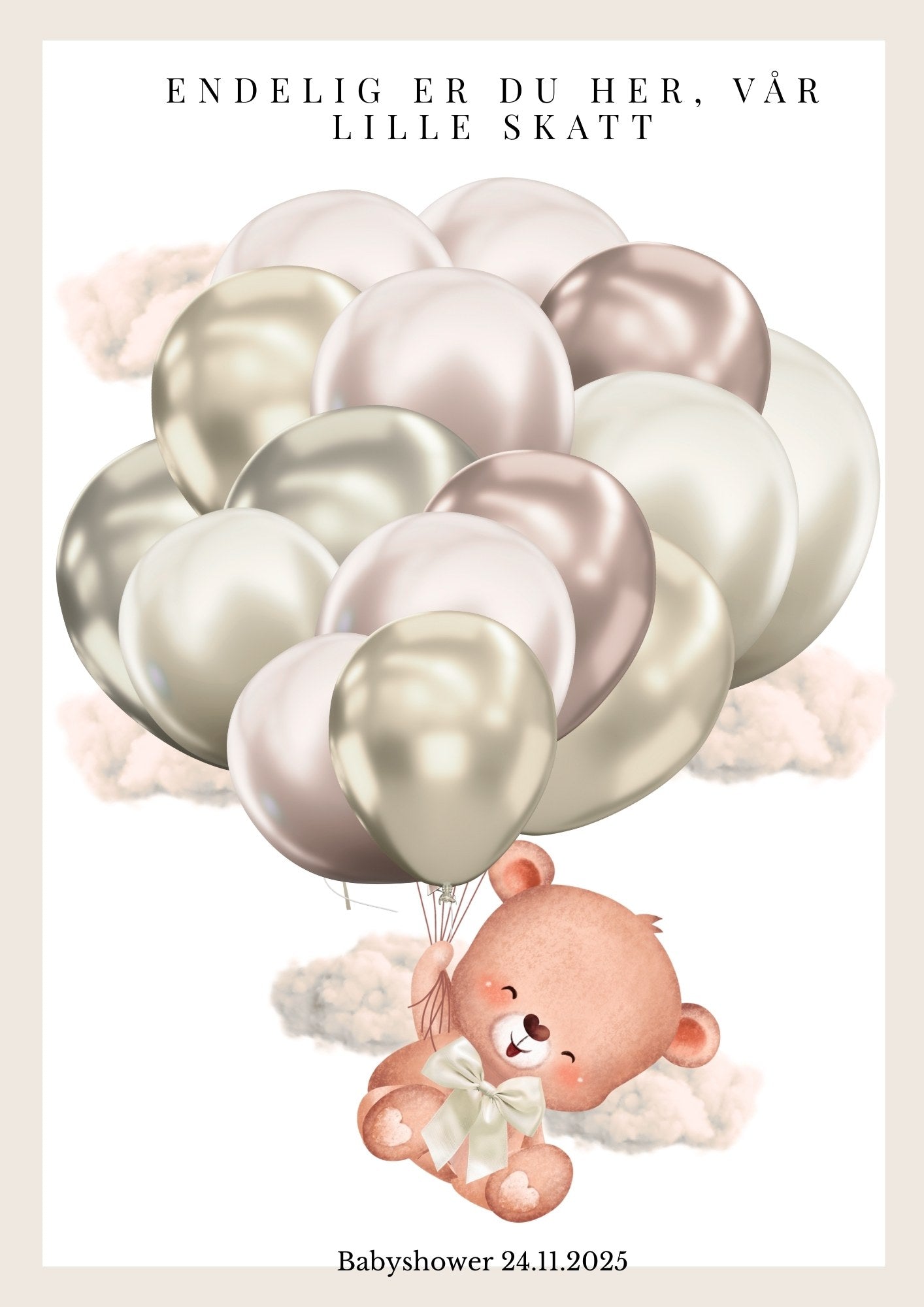 Digitale babyshower leker og dekorative minneplakater med tilpasset design