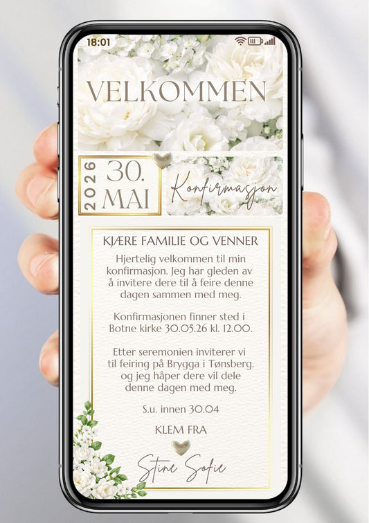 POPULÆRE MOBIL INVITASJONER – KONFIRMASJON