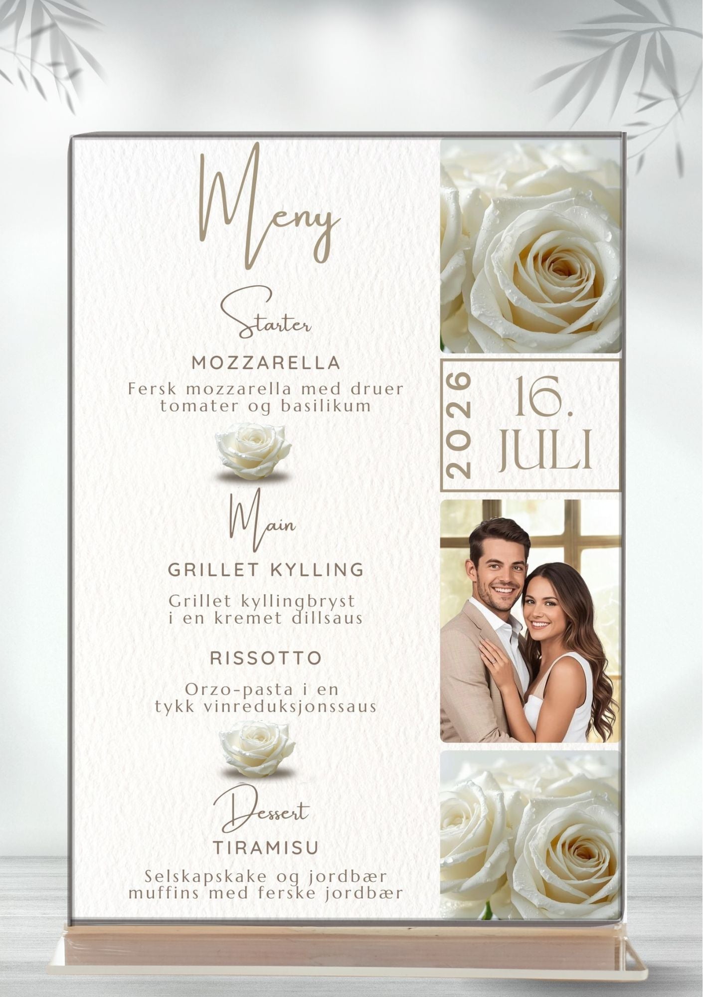 Meny til bryllup - personlig og elegant design - KISS DEKOR