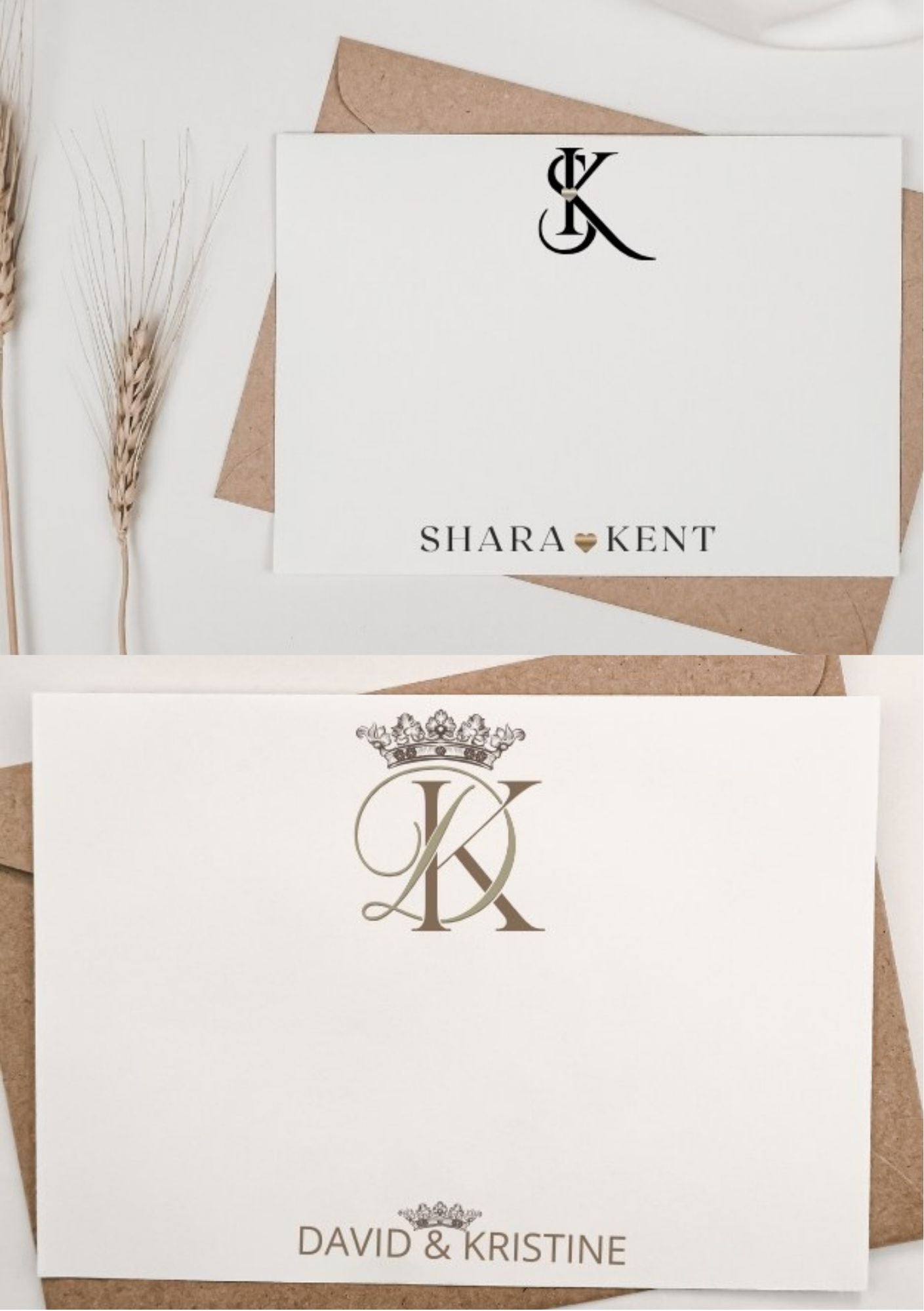 Bryllupsmonogram i klassisk stil til invitasjoner og trykksaker