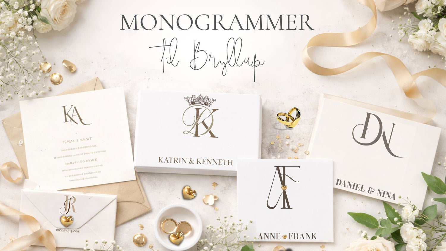 Stilrene monogrammer med initialer til invitasjoner og logo