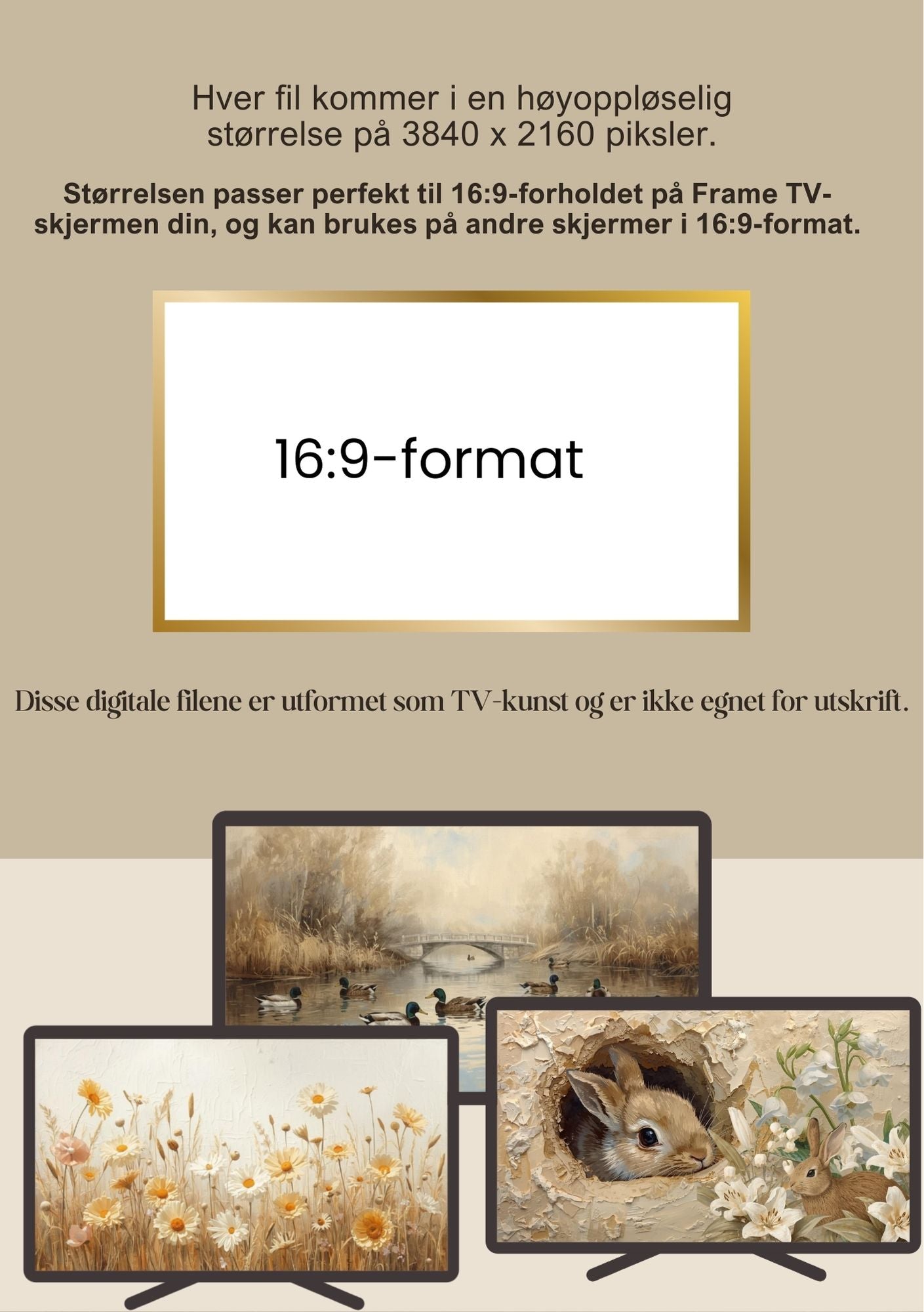 Frame TV naturbilder eksempler - vintage landskap med trær, åkre og naturscener i varme toner