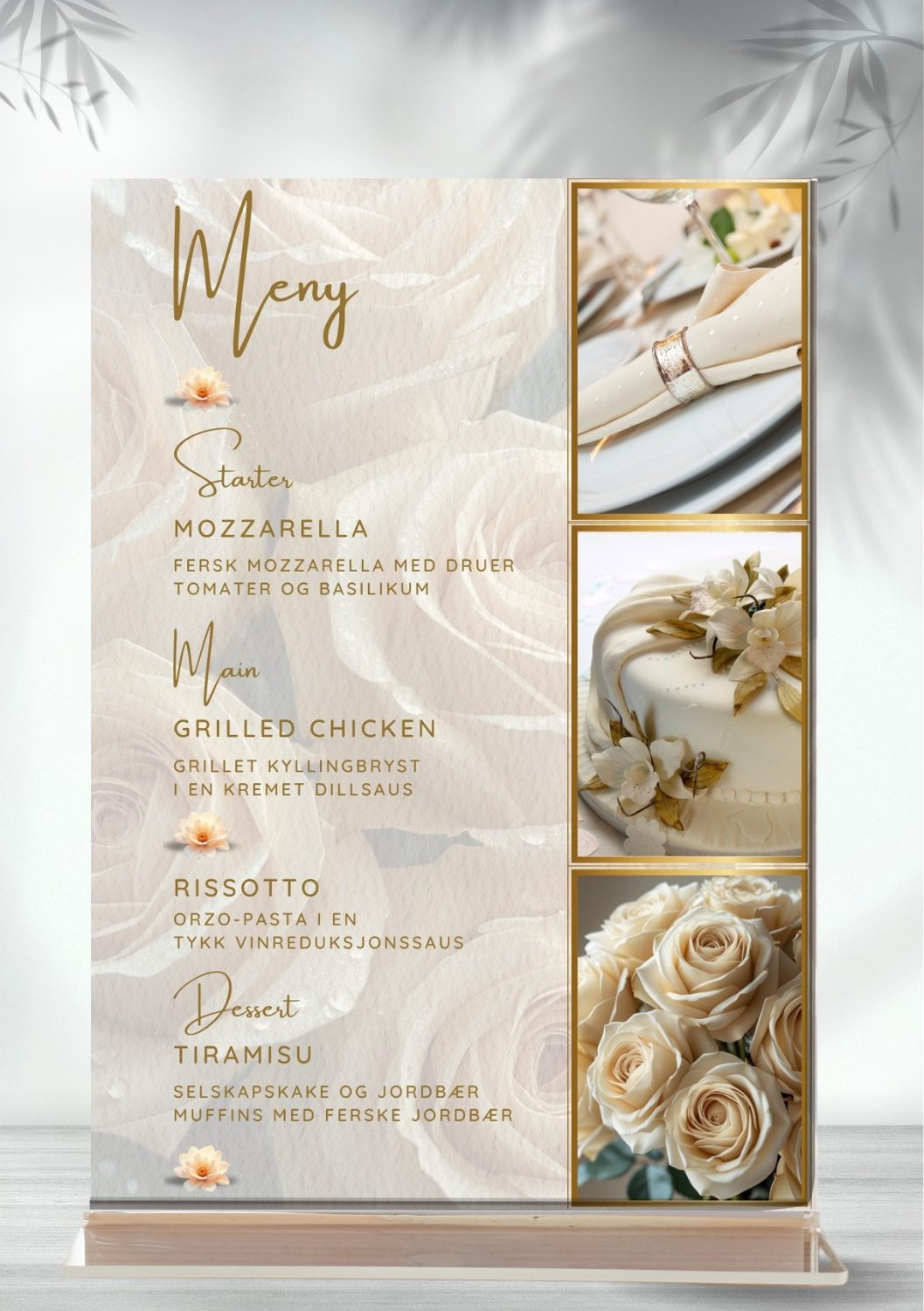 Meny til arrangementer - personlig og elegant design - KISS DEKOR