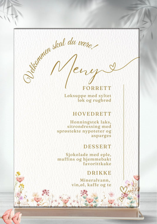 Meny til bryllup - personlig og elegant design - KISS DEKOR