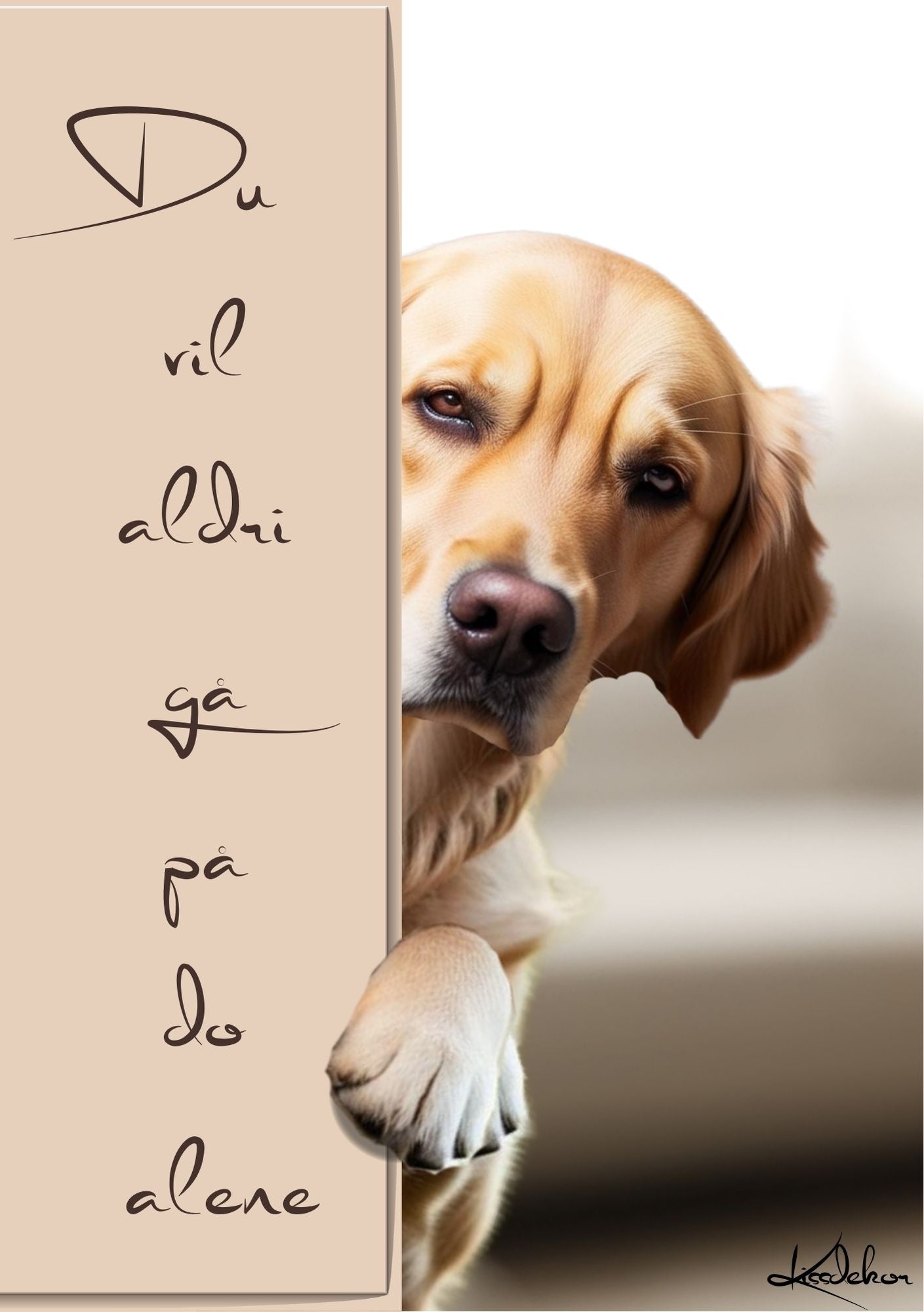 Personlig kjæledyrplakat Golden Retriever beige - Hver har du lekt veien fra KISS DEKOR