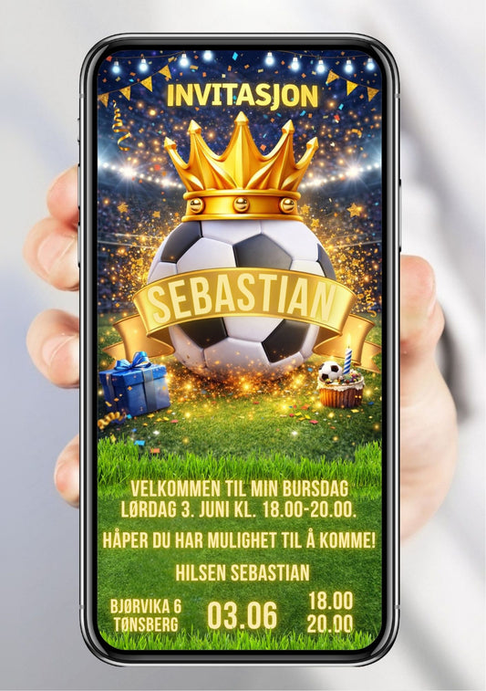 Mobil fotball bursdagsinvitasjon – enkel digital deling