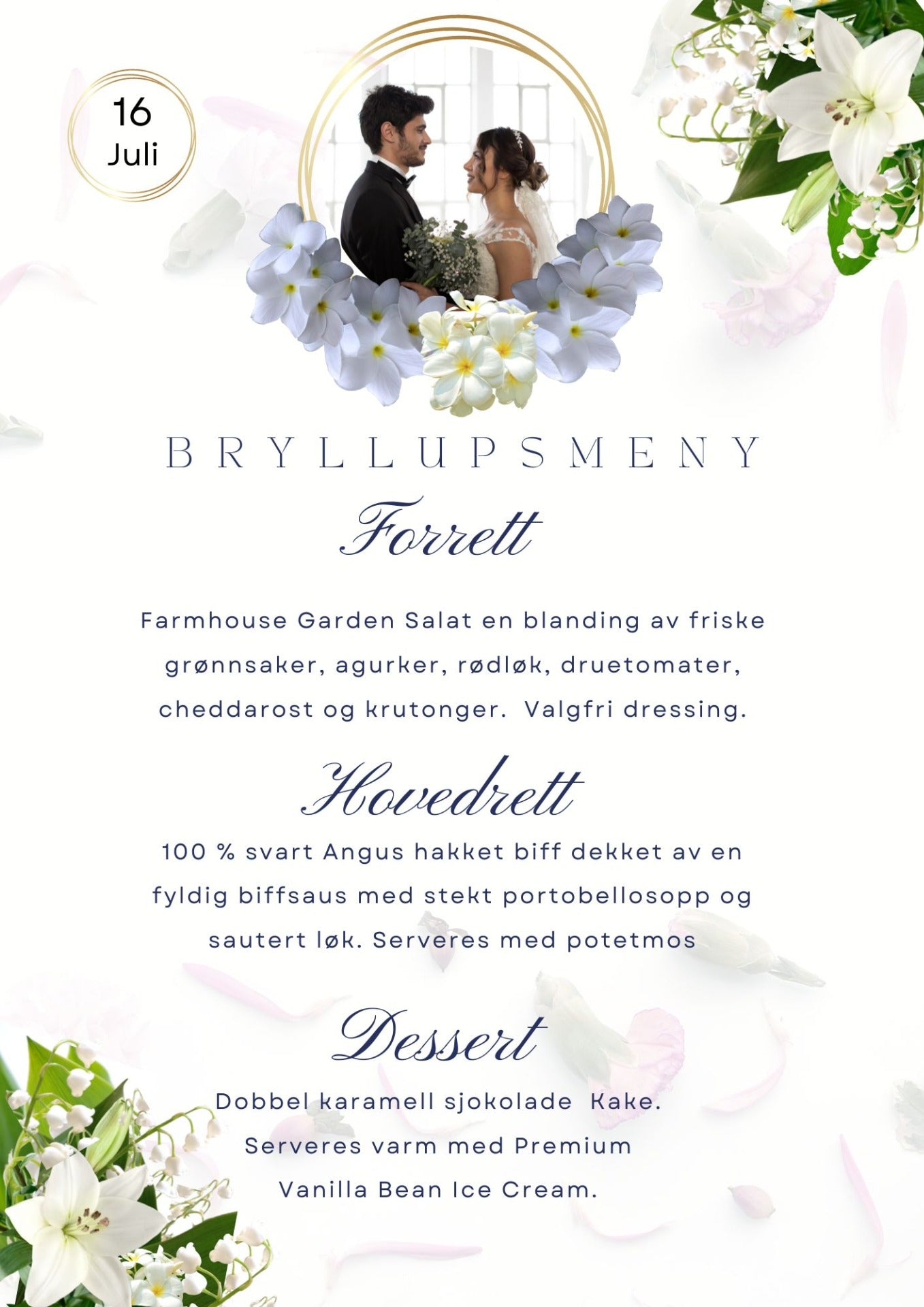 Meny til bryllup - personlig og elegant design - KISS DEKOR