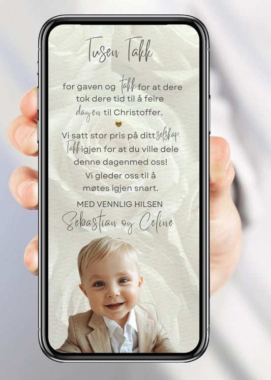 Takkekort navnefest stilfull design