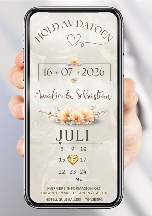 Save the Date nostalgi - personlig og elegant. Ferdig tekstforslag - KISS DEKOR