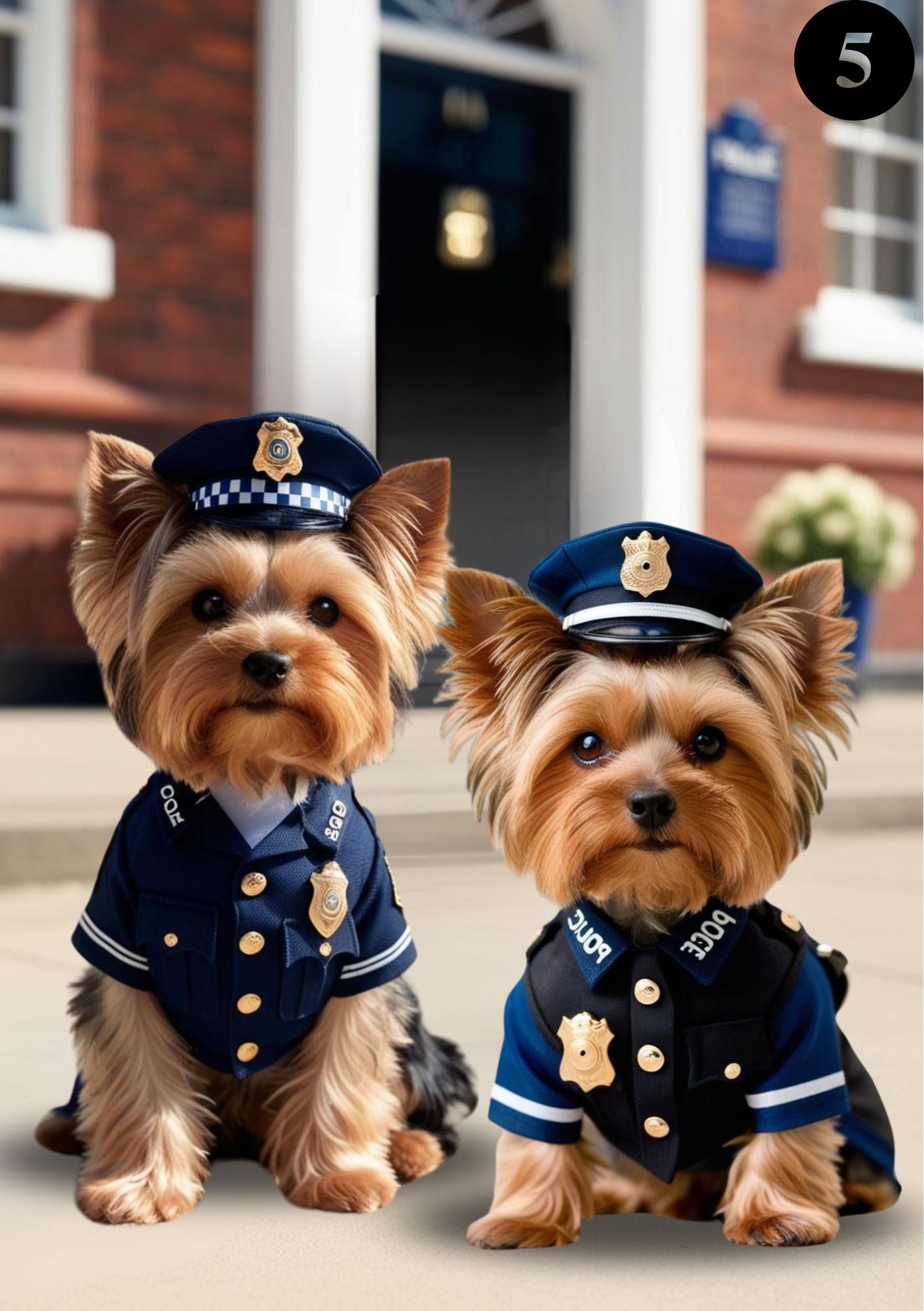 Yorkshire Terrier politihund to hunder - søte hunder i politiuniform fra KISS DEKOR