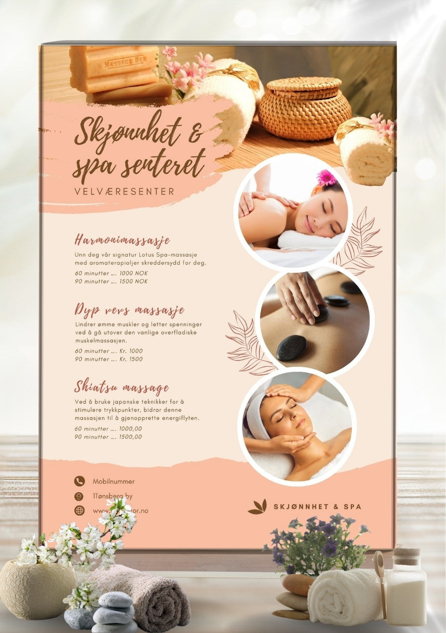 Prisliste spa og velvære – moderne meny for spa