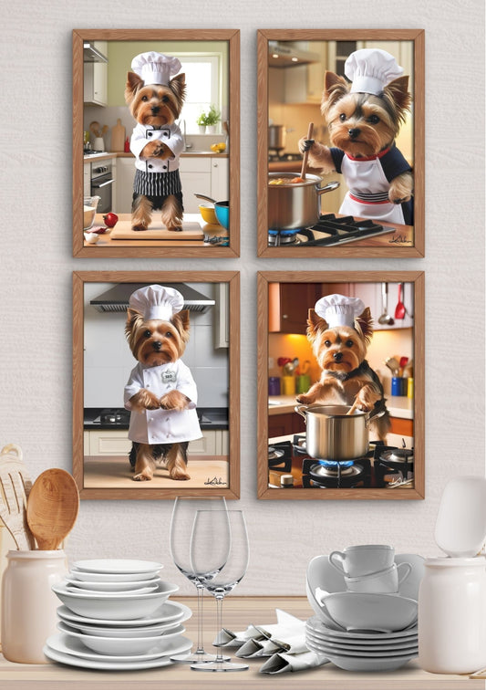 Yorkshire Terrier kokk - søt og morsom plakat med hund som kokk i kjøkkenet fra KISS DEKOR