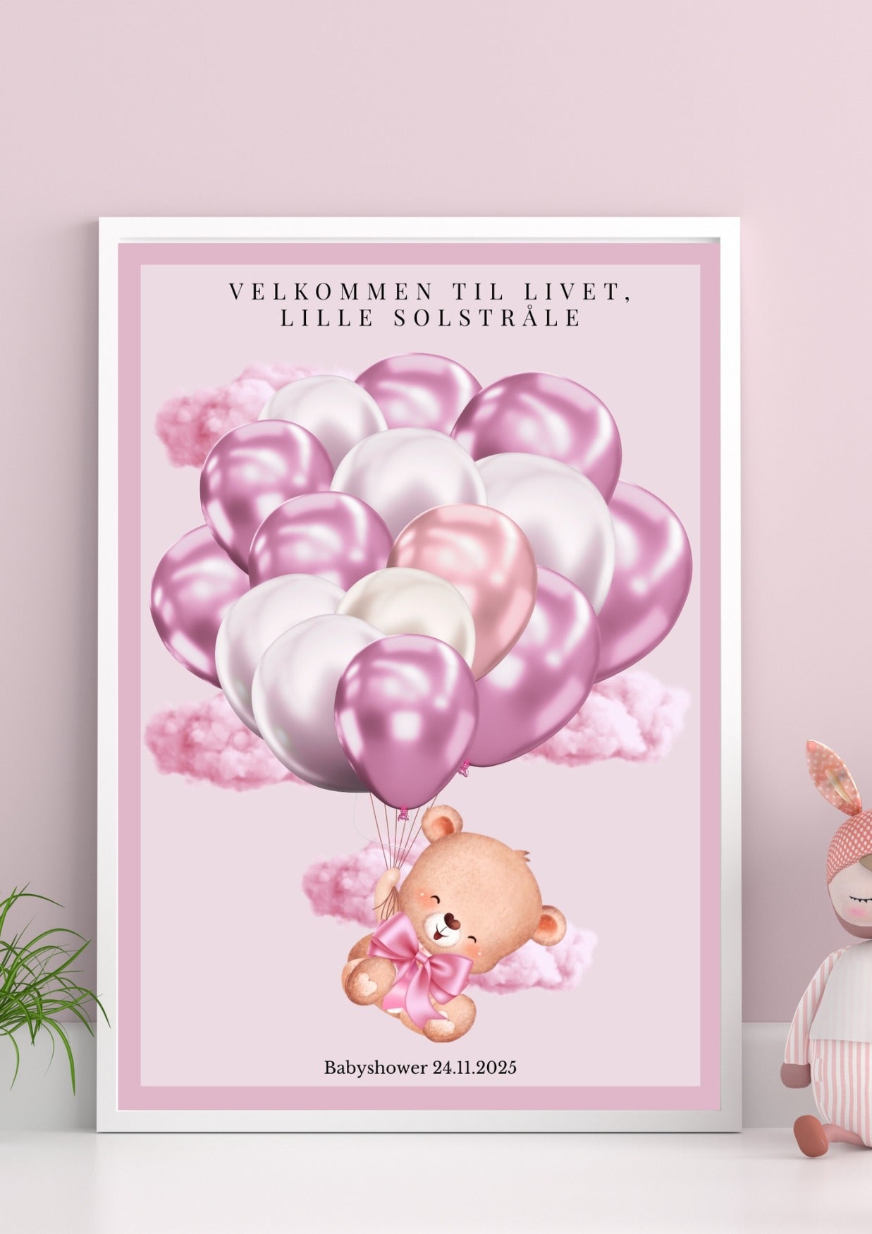 Digitale babyshower leker og dekorative minneplakater med tilpasset design