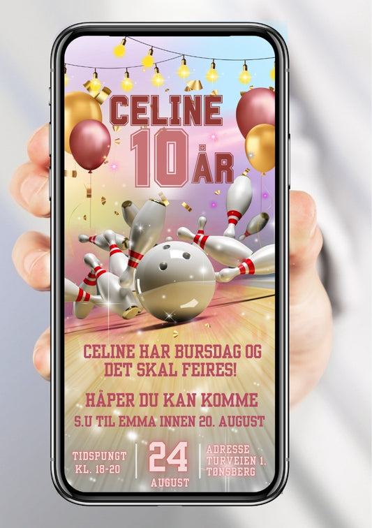 Bowling invitasjon til bursdag – aktivt tema for barn