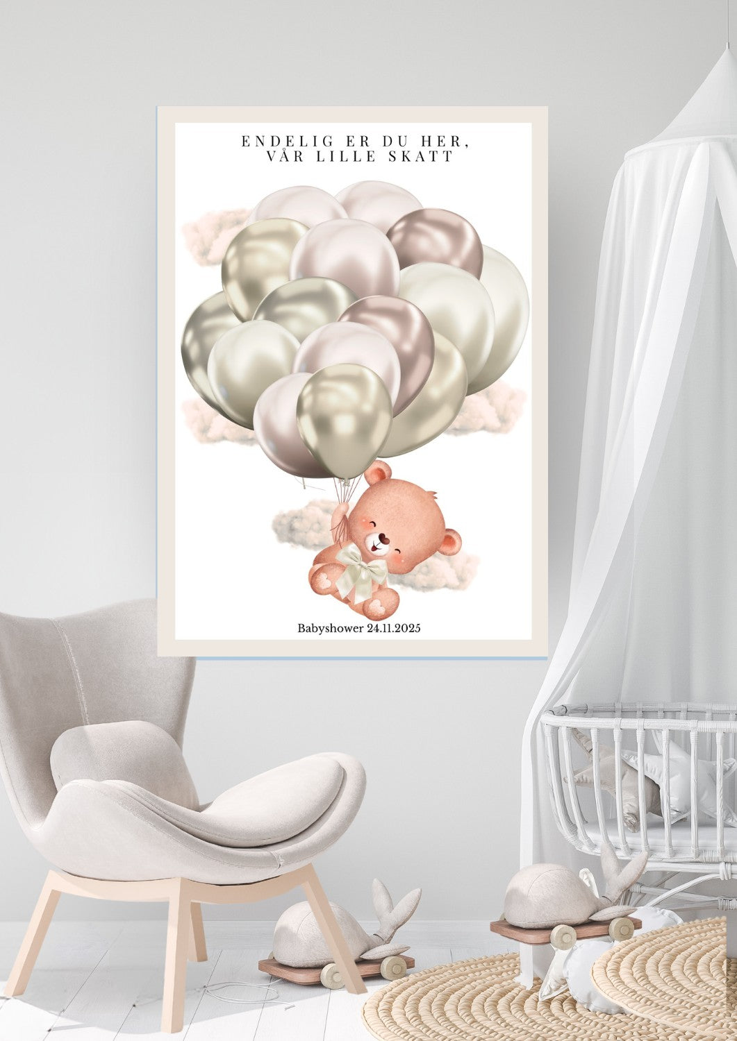 Digitale babyshower leker og dekorative minneplakater med tilpasset design