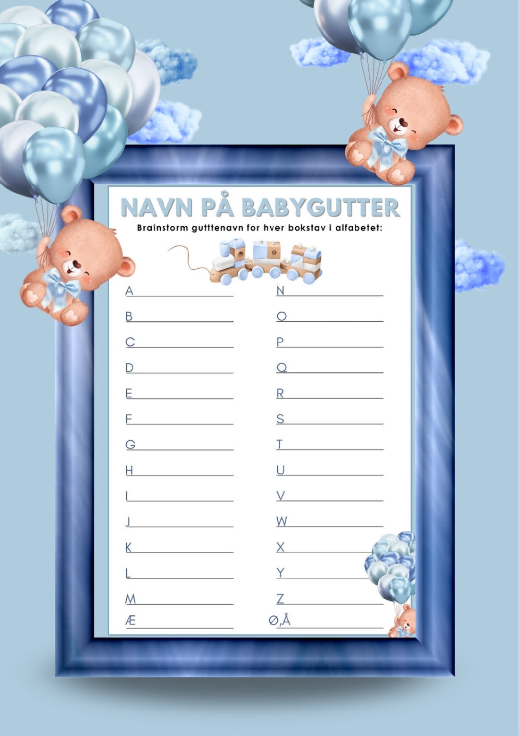 Babyshower leker og minneplakater med personlig design fra KISS DEKOR