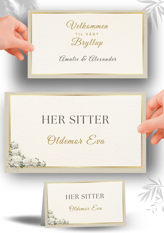 Bordkort til bryllup med personlig design fra KISS DEKOR