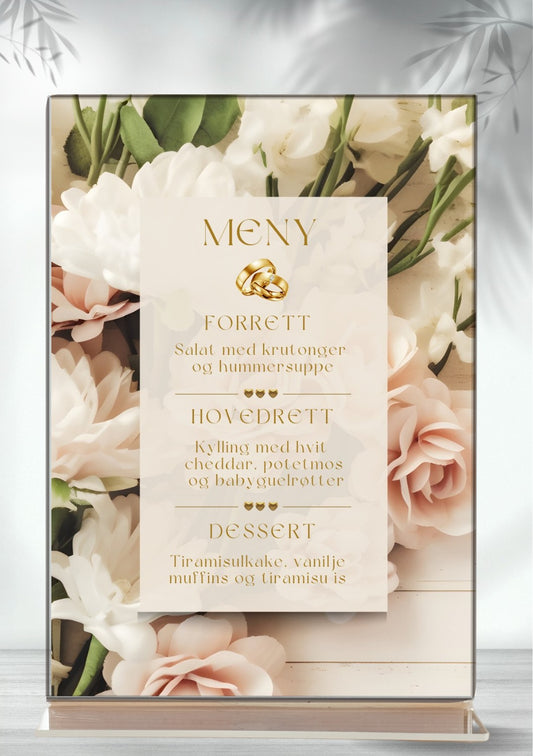 Meny til bryllup - personlig og elegant design - KISS DEKOR