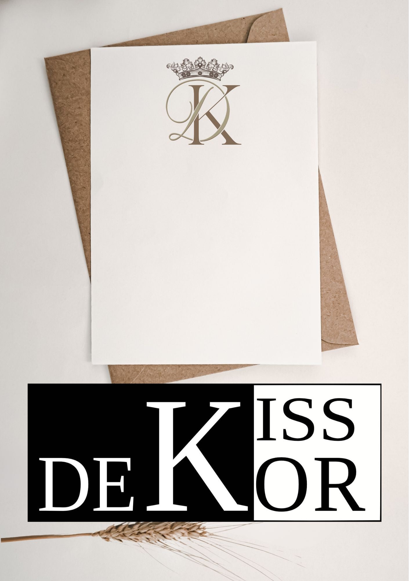 Elegant monogram med bokstaver til bryllupsdetaljer - leveres av KISS DEKOR