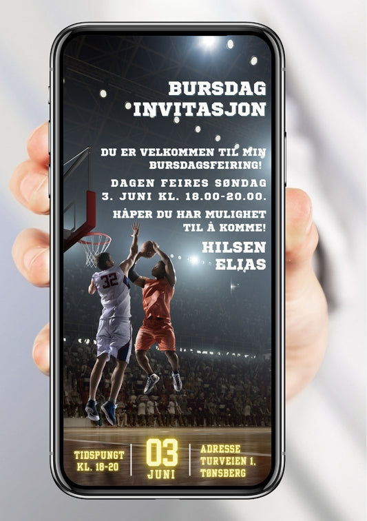 Basket bursdagsinvitasjon – basketball tema for barn