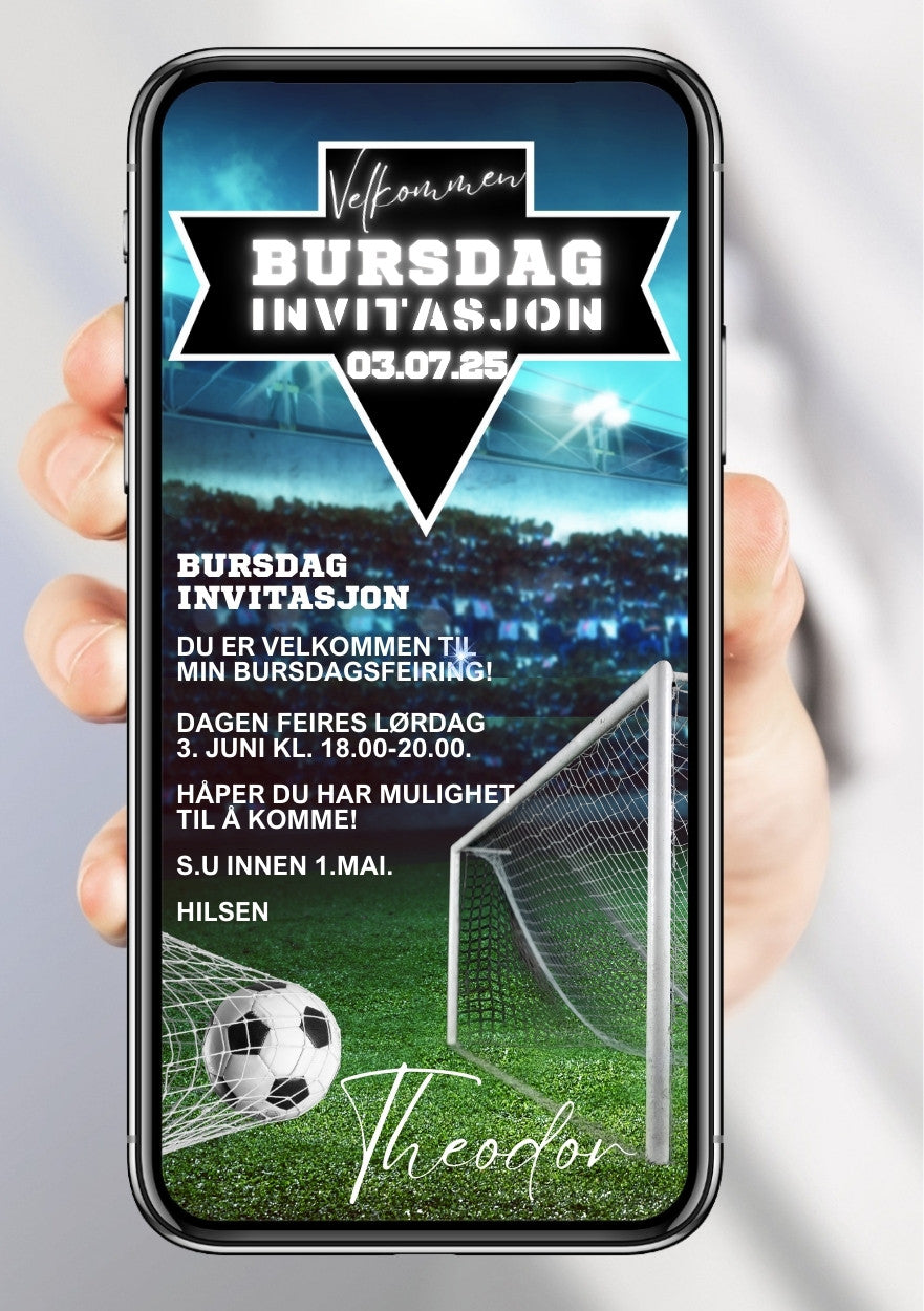 Fotball bursdagsinvitasjon – sportslig tema for barn