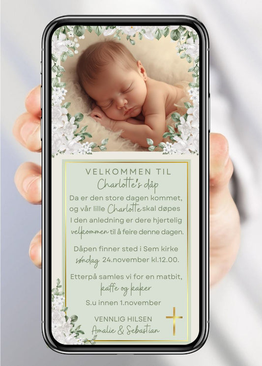 Dåpsinvitasjon elegant – stilfullt design til mobil