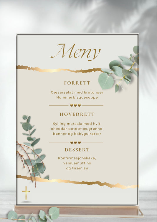 Meny til konfirmasjon - personlig og elegant design - KISS DEKOR