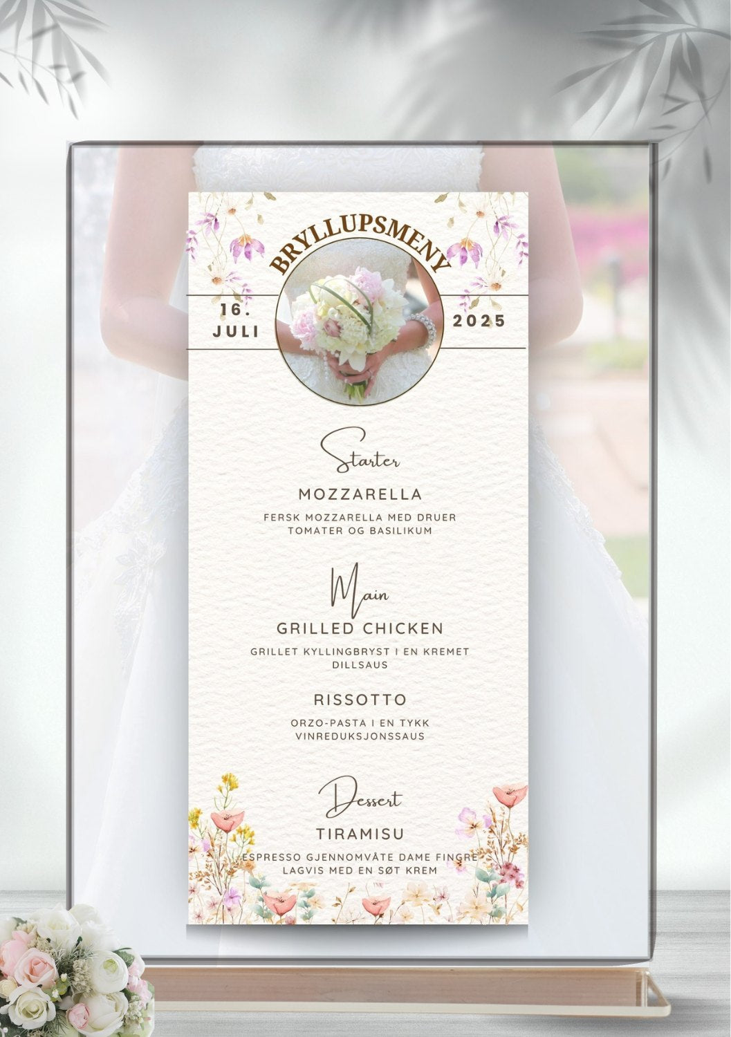 Meny til bryllup - personlig og elegant design - KISS DEKOR