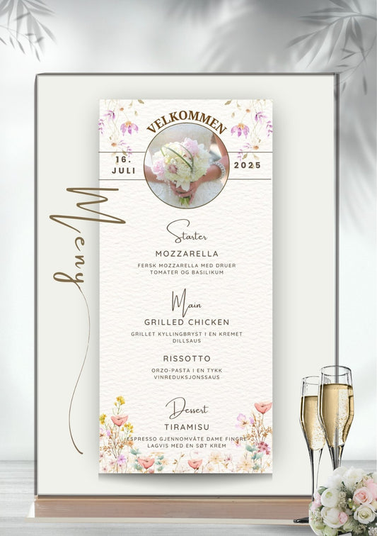 Meny til arrangement - personlig og elegant design - KISS DEKOR