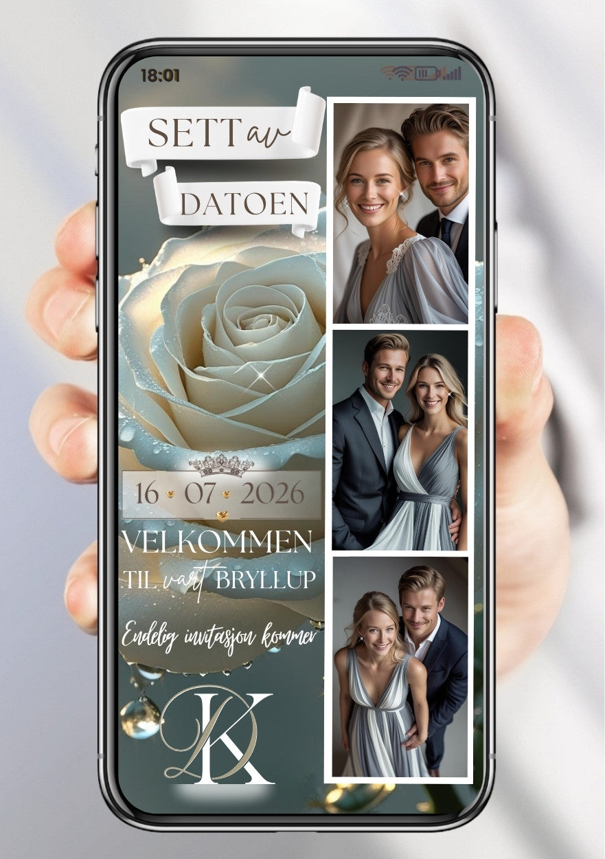 Save the Date grå skifer - personlig og elegant. Ferdig tekstforslag - KISS DEKOR