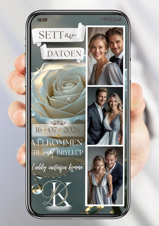 Save the Date grå skifer - personlig og elegant. Ferdig tekstforslag - KISS DEKOR
