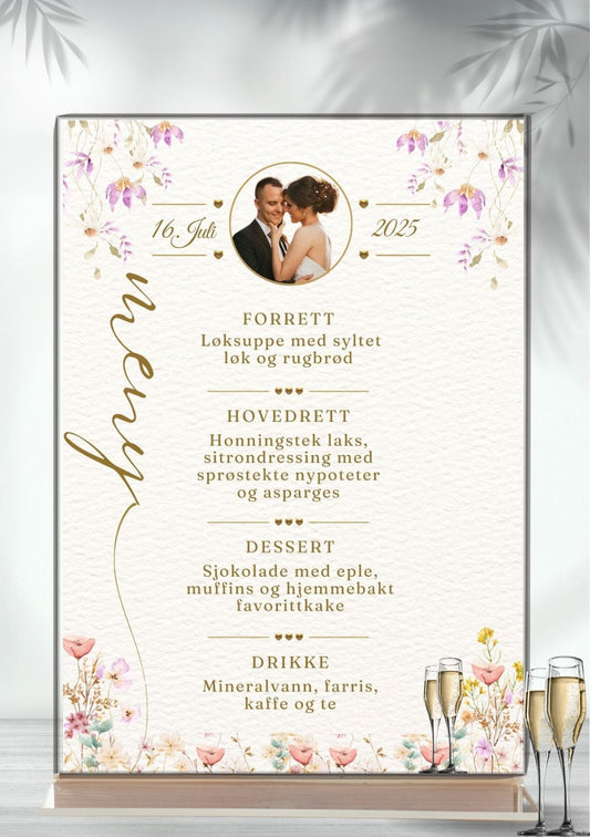 Meny til bryllup - personlig og elegant design - KISS DEKOR