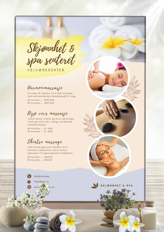 Prisliste skjønnhet – profesjonell meny for skjønnhetssalong