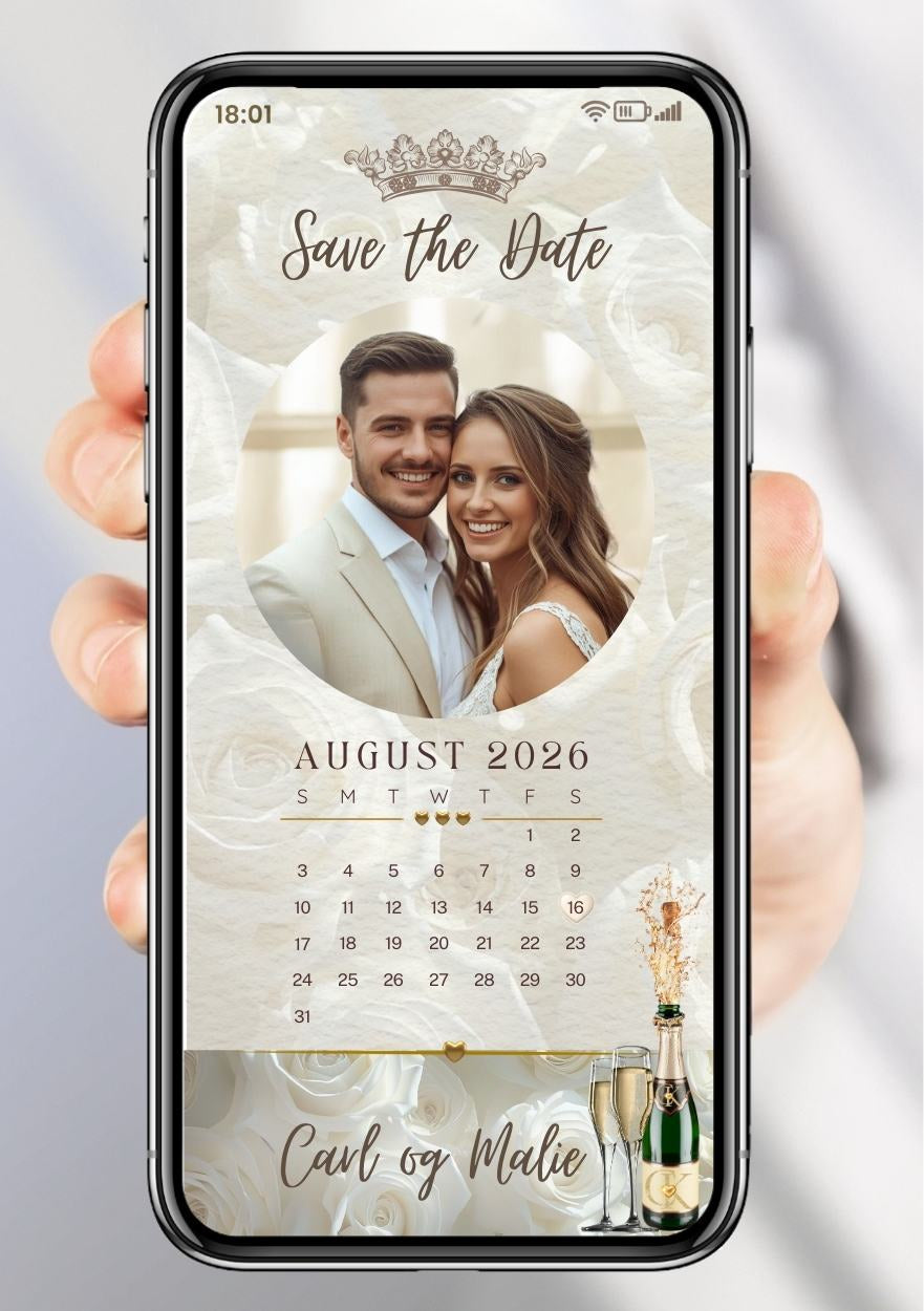 Save the Date dato krone - personlig og elegant. Ferdig tekstforslag - KISS DEKOR