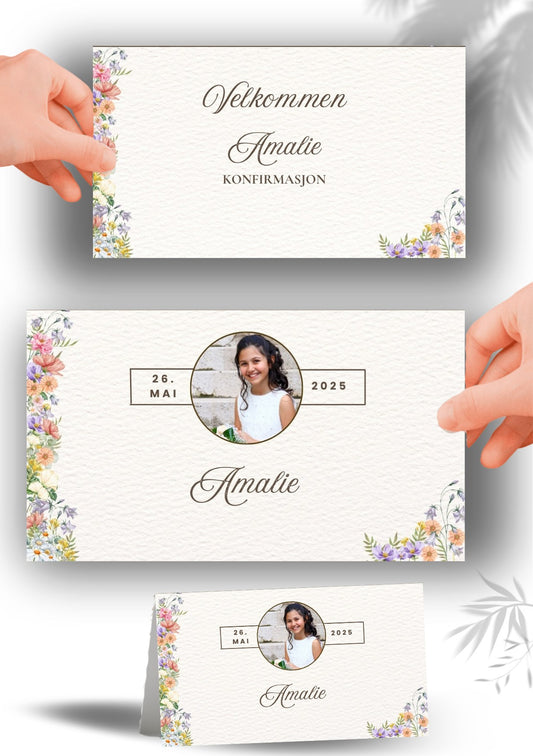 Bordkort til konfirmasjon - personlig og elegant design - KISS DEKOR