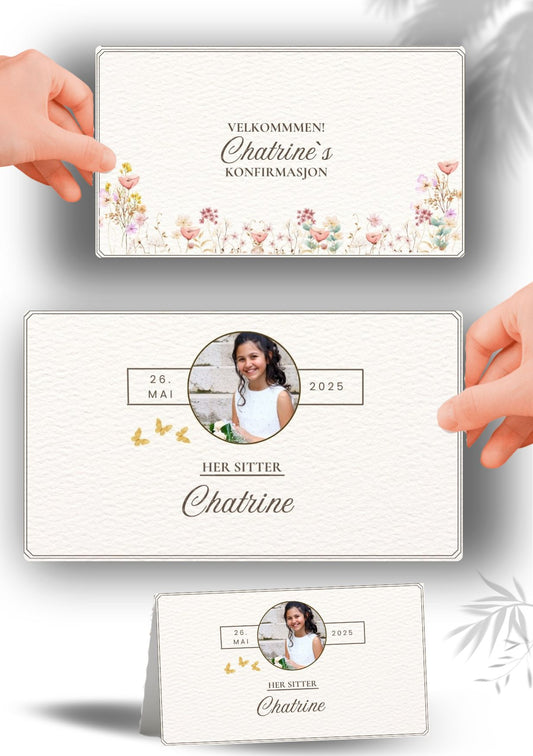 Bordkort til konfirmasjon - personlig og elegant design - KISS DEKOR