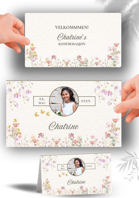 Bordkort til konfirmasjon - personlig og elegant design - KISS DEKOR