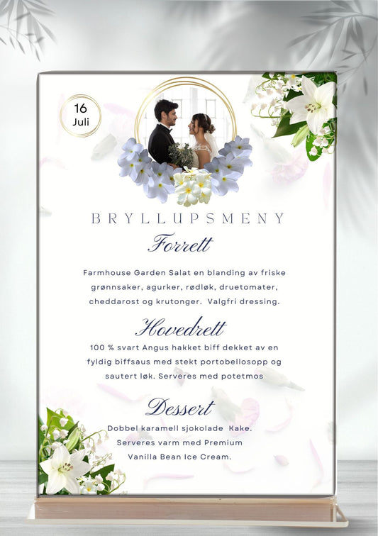 Meny til bryllup - personlig og elegant design - KISS DEKOR