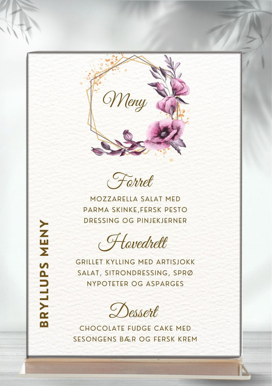 Meny til bryllup - personlig og elegant design - KISS DEKOR