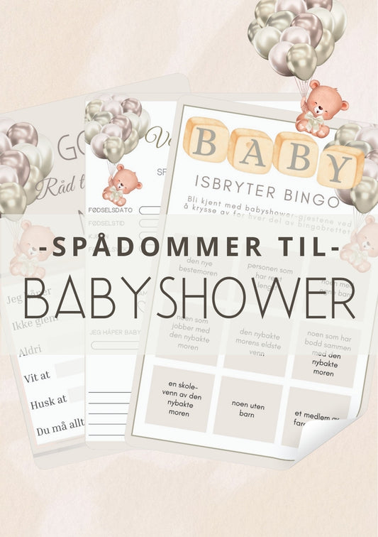 Babyshower leker og minneplakater med personlig design fra KISS DEKOR