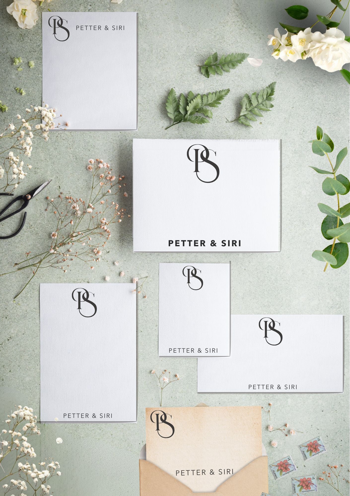 Personlig bryllupsmonogram med initialer i elegant design