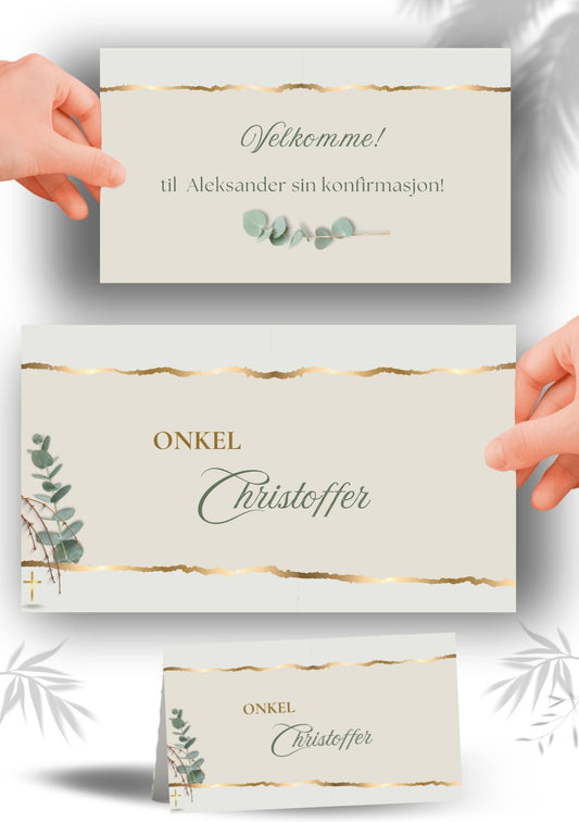 Bordkort til konfirmasjon - personlig og elegant design - KISS DEKOR