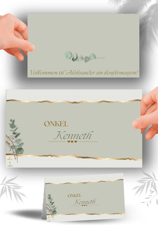 Bordkort til konfirmasjon - personlig og elegant design - KISS DEKOR