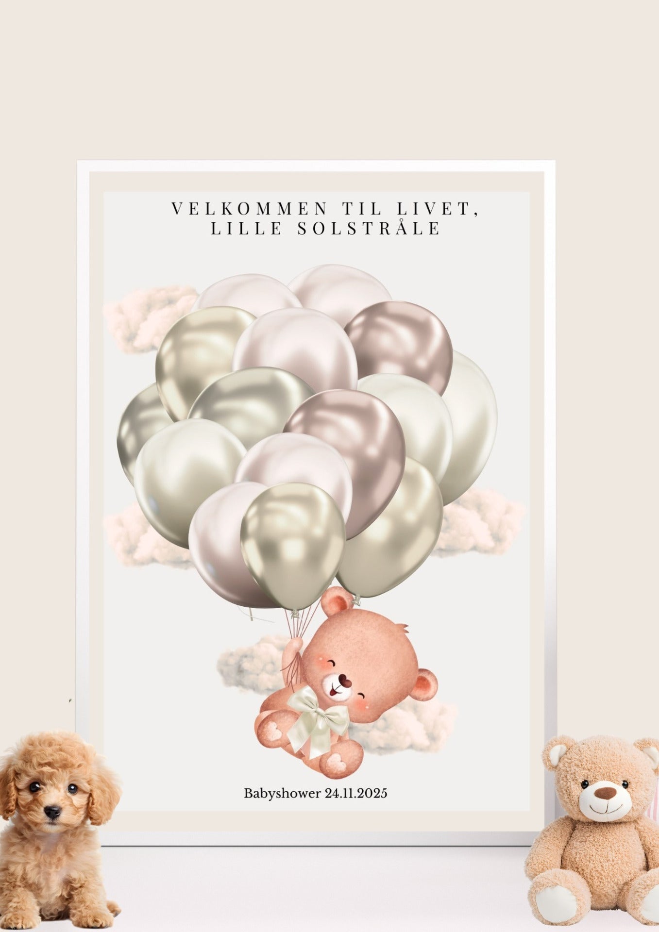 Digitale babyshower leker og dekorative minneplakater med tilpasset design