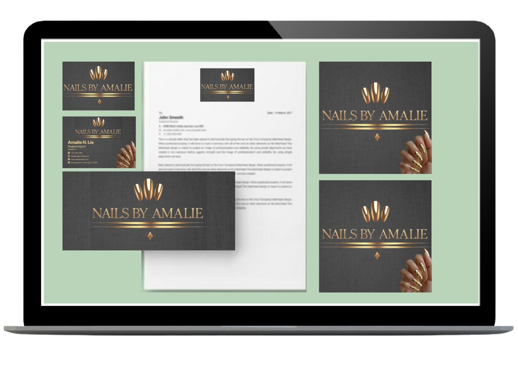 Profesjonell logoproduksjon - logo, visittkort og brevark med elegant svart design